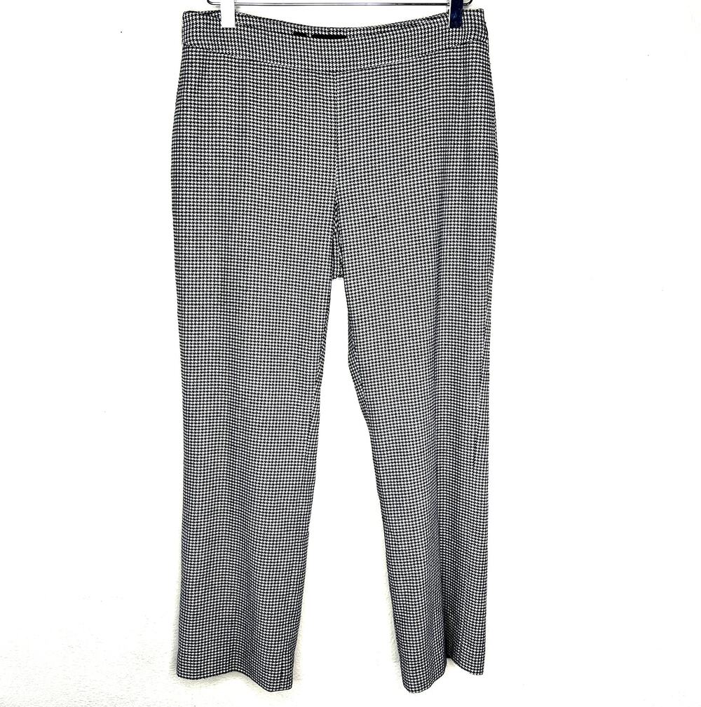 Carlisle Christy Wool Blend Lined Trouser Pants Houndstooth Black White 6